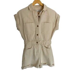 Zara Cream Denim Short Romper XSmall